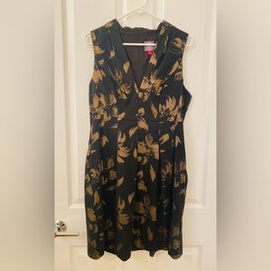 Vince Camuto Black and Gold Fit and Flare Dress with Pockets!